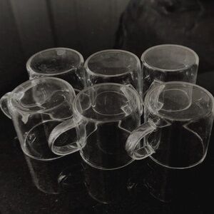 Set of Six Clear Glass Mugs